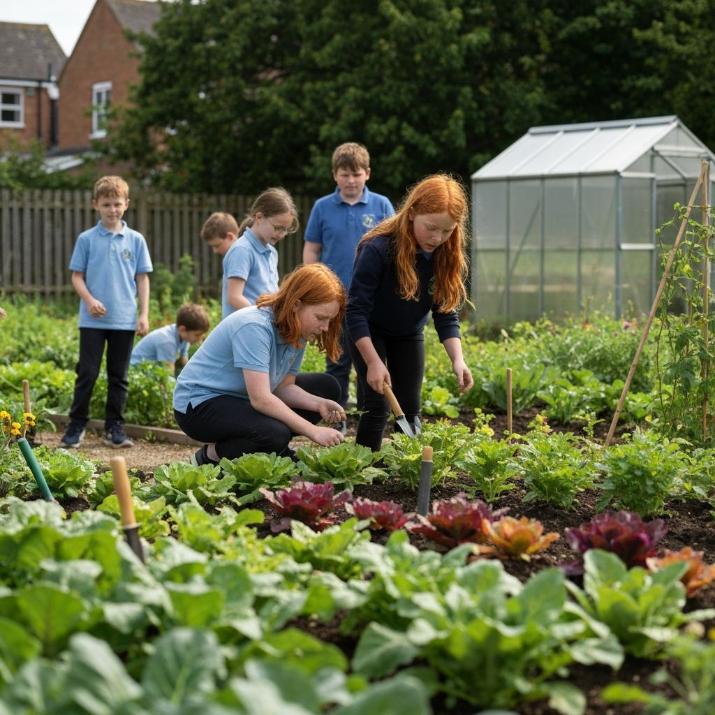 Students in school garden